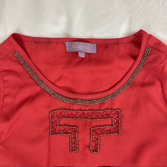 HARPER Beaded Blouse in Orange, size S - GUC - Picture 3 of 4